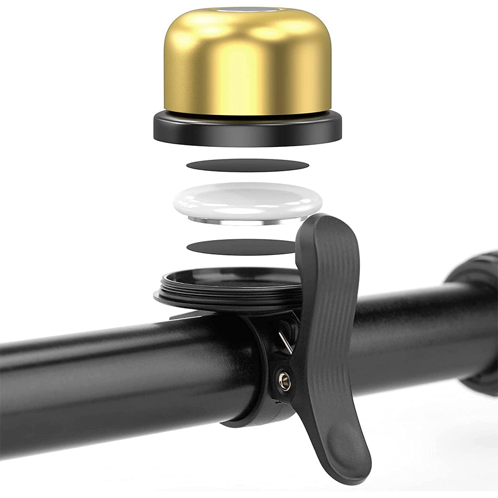 Hidden AirTag Bike Bell - Waterproof Aluminum Holder, GPS Tracking, Loud Bicycle Bell for 0.82-0.9" Handlebars