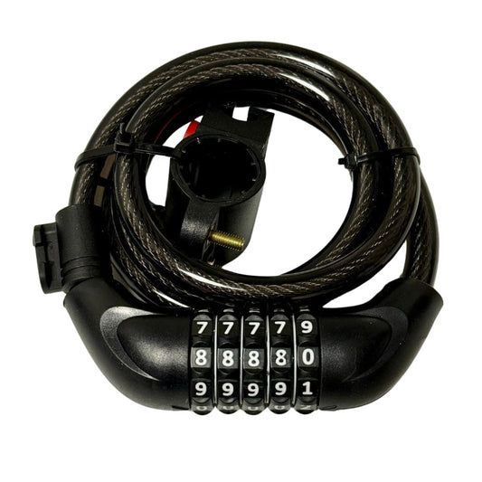Bike Lock Cable with 5-Digit Resettable Combination | Secure Mount Bracket for Bicycles, Scooters, and Glass Doors | Anti-Theft, Durable, and Weather-Resistant