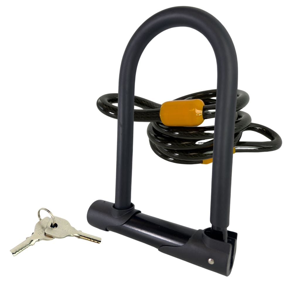 Bike U Lock with Cable - 14mm Anti-Theft Bicycle Lock with 48-Inch Cable & Mounting Bracket | Compatible with Road Bikes, Mountain Bikes, and E-Bikes
