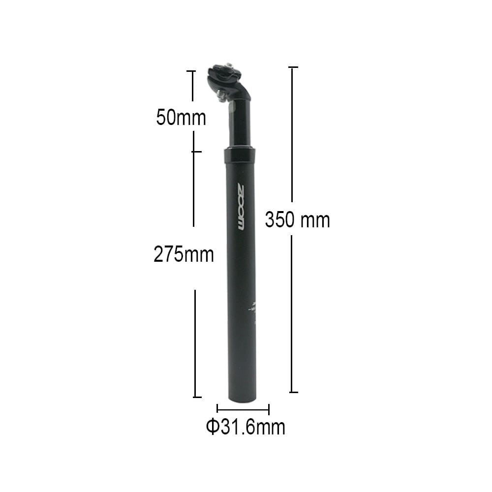 Seat Post - ZOOM Alloy MTB Mountain Bike Suspension - 31.6mm Diameter, 50mm Travel, 350mm Length | Comfort & Durability for Off-Road Rides
