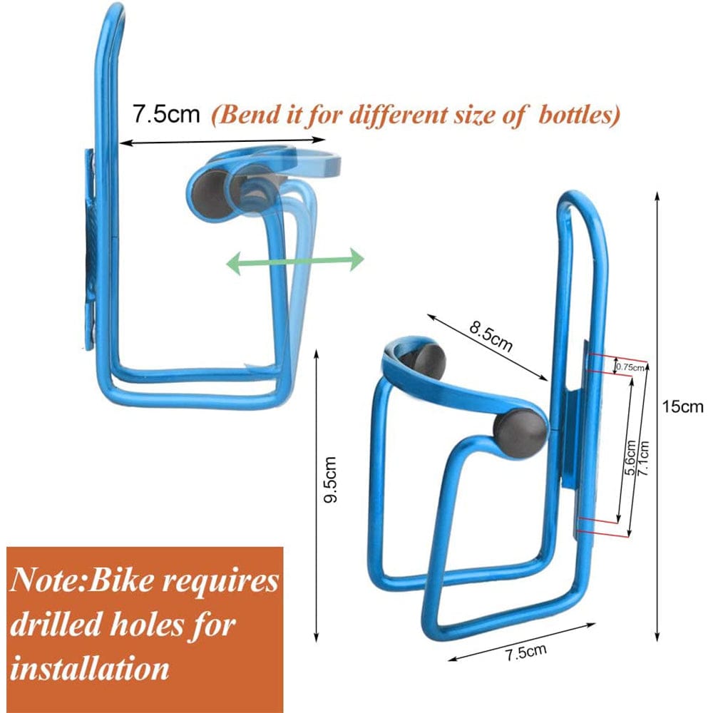 Water Bottle Cage - for E-Bikes & MTB - Lightweight Adjustable - Pack of 2 with Easy Installation Kit (Includes Screws & Hex Key) - Compatible with Road, Mountain, BMX, and Spin Bikes