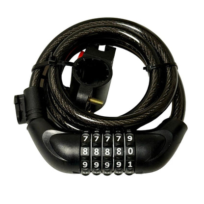 Bike Lock Cable with 5-Digit Resettable Combination | Secure Mount Bracket for Bicycles, Scooters, and Glass Doors | Anti-Theft, Durable, and Weather-Resistant