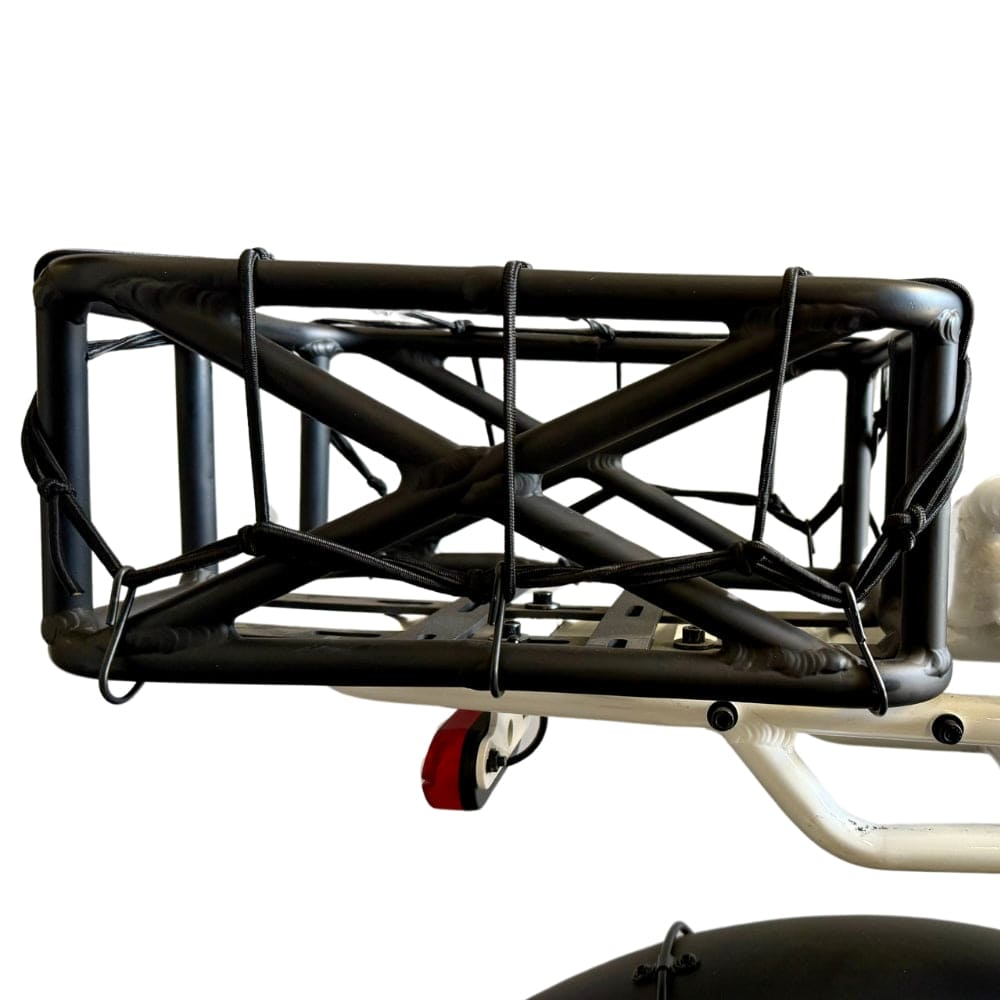 E-Bike Cargo Crate Net 2-Pack, Heavy-Duty with Rust-Proof Metal Hooks – 12” x 12” Stretchable Bungee Cargo Net for Bikes, Motorcycles, ATVs