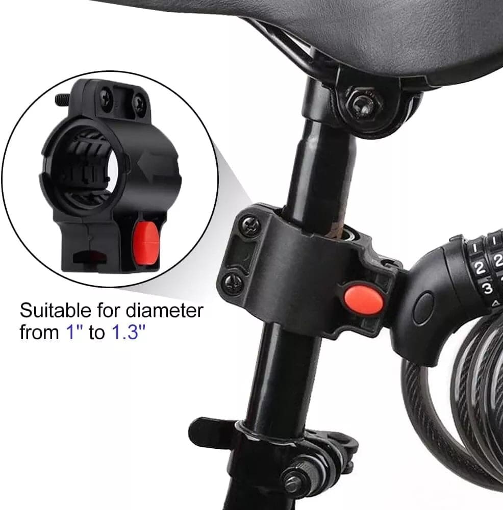 Bike Lock Cable with 5-Digit Resettable Combination | Secure Mount Bracket for Bicycles, Scooters, and Glass Doors | Anti-Theft, Durable, and Weather-Resistant