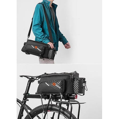Kasen Waterproof Rear Rack Bike Bag – 12L Trunk Pannier with Quick Release, Carry Handle & Shoulder Strap – Fits Most Bicycle Racks (13.8" x 6.7" x 5.5")