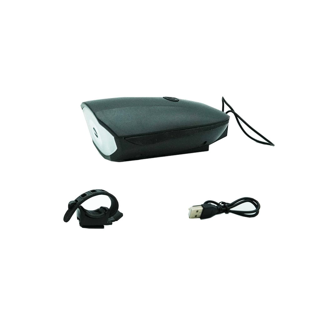 Bike Headlight (Rechargeable) with 120dB Horn - 3 Lighting Modes, USB Charging, Waterproof, Easy Install for Mountain & Road Bikes