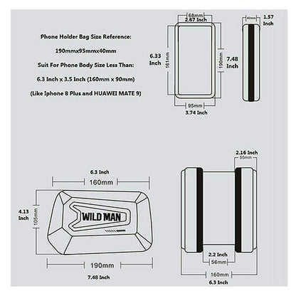 Phone Holder - Hard Shell Bike Bag – Waterproof EVA Cycling Storage, Touchscreen-Compatible, Reflective Safety Strips, Fits Phones Up to 6.3"